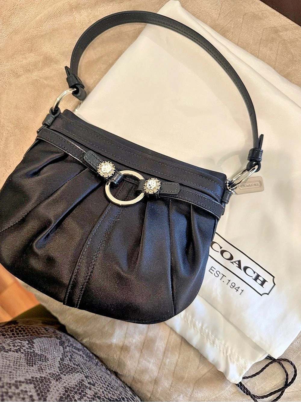 Coach Madison Swarovski Crystal Buckle Satin Framed Kiss Lock Bag Kiss Lock Bag